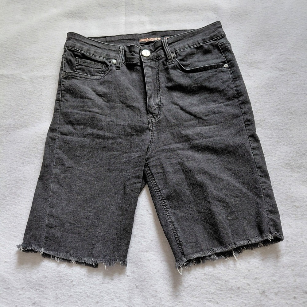 Dollhouse Dark Gray Denim Jean Shorts Frayed Hem Womens 9/10 Stretch Bermuda